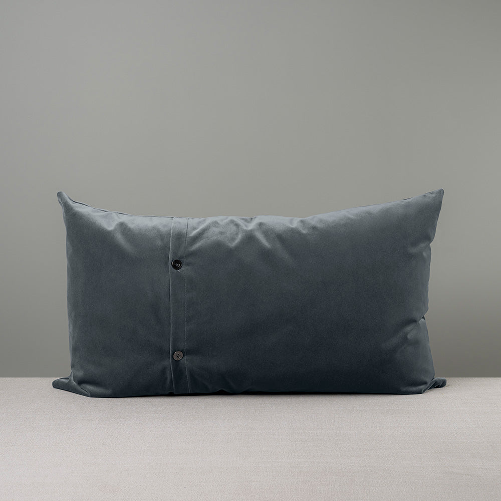 Back Side of Large Rectangle Lollop Cushion in Grey(Mercury) Velvet With 2 Buttons - NiX