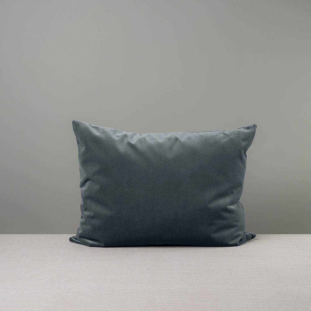 Front Side of Rectangle Lollop Cushion in Grey(Mercury) Velvet - By NiX Studio in London