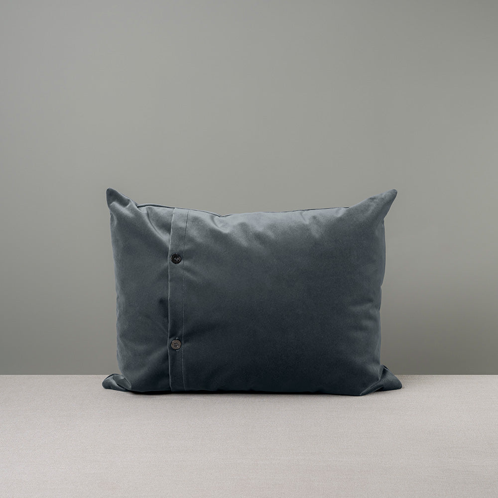 Back Side of Large Rectangle Lollop Cushion in Grey(Mercury) Velvet With 2 Buttons - NiX