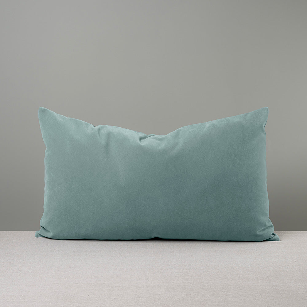 Front Side of Large Rectangle Lollop Cushion in Intelligent Velvet, Mineral - By NiX