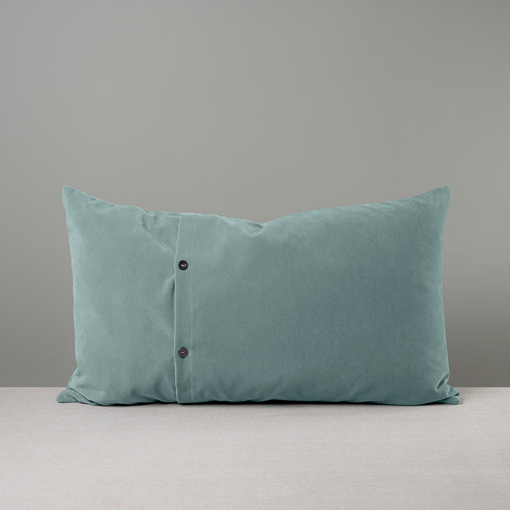 Back Side of Large Rectangle Lollop Cushion in Intelligent Velvet, Mineral With 2 Buttons - NiX