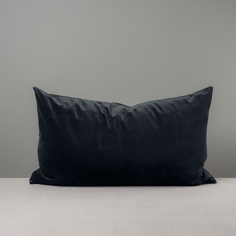 Front Side of Rectangle Lollop Cushion in Black Velvet - NiX By Nicola Harding & Co.