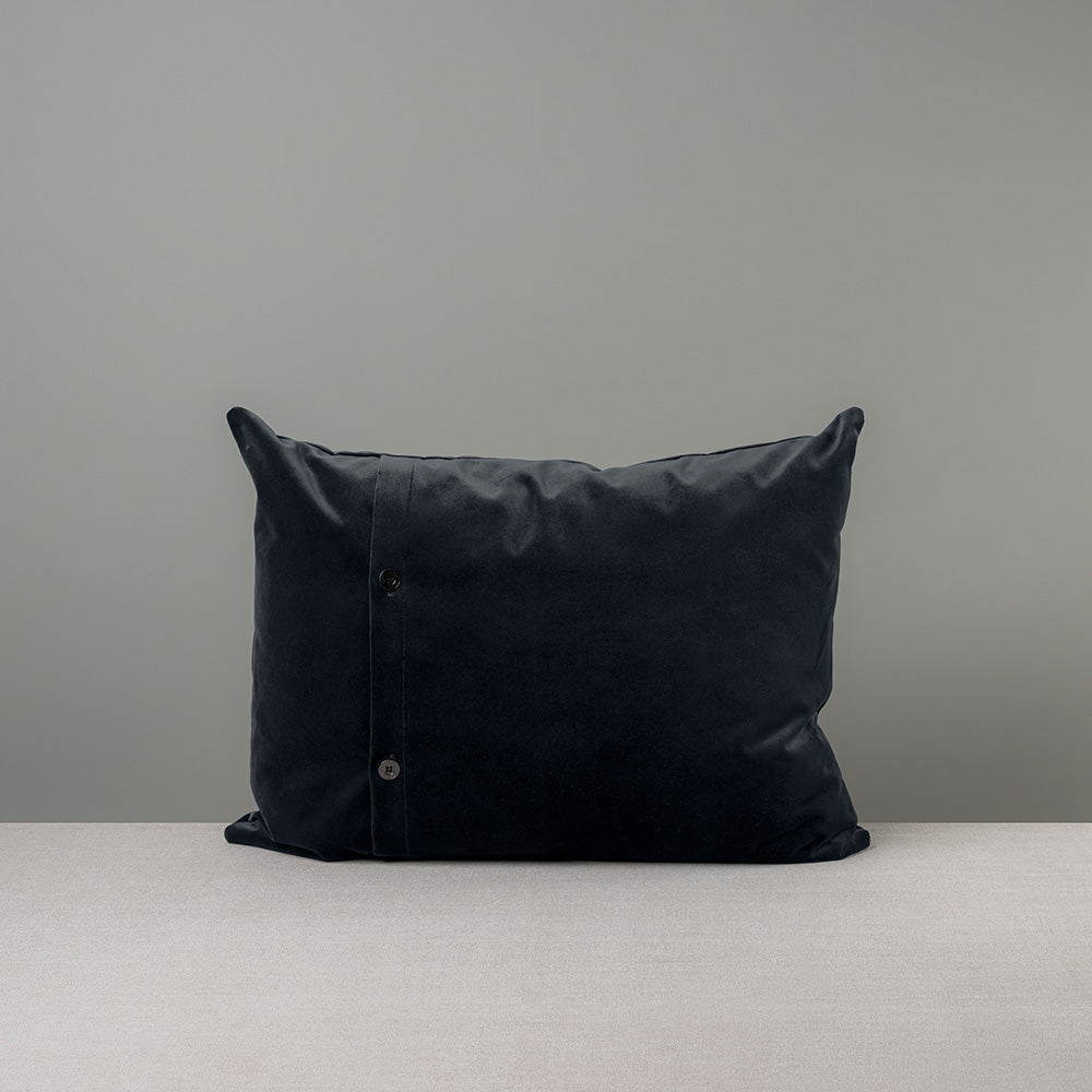 Back Side of Rectangle Lollop Cushion in Black Velvet With 2 Buttons - By NiX