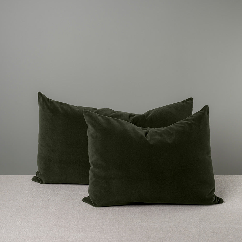 Rectangle Lollop Cushion in Intelligent Velvet, Seaweed Green - Nicola Harding