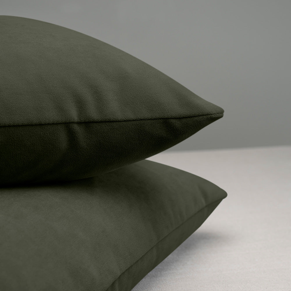 Rectangle Lollop Cushion in Intelligent Velvet, Seaweed