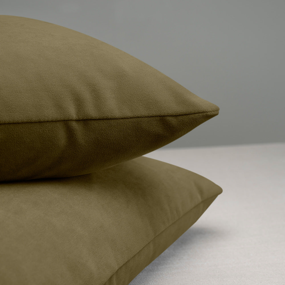 2 Rectangle Lollop Cushion in Brown(Sepia) Velvet Edge Design Closeup - NiX