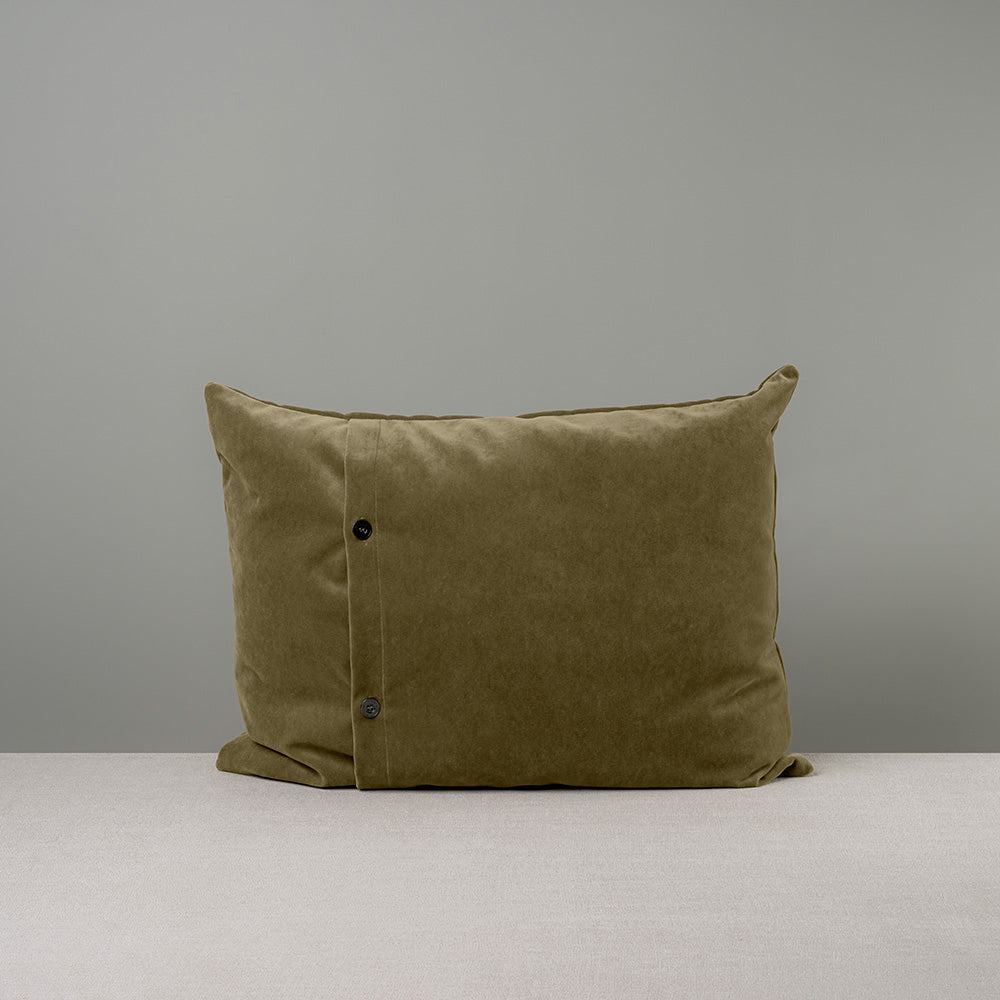 Back Side of Medium Rectangle Lollop Cushion in Brown(Sepia) Velvet With 2 Black Buttons - NiX