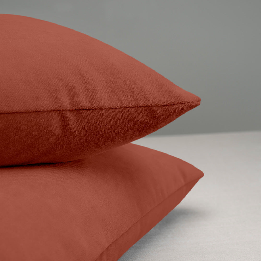 2 Rectangle Lollop Cushion in Red(Sienna) Velvet Edge Design Closeup - NiX