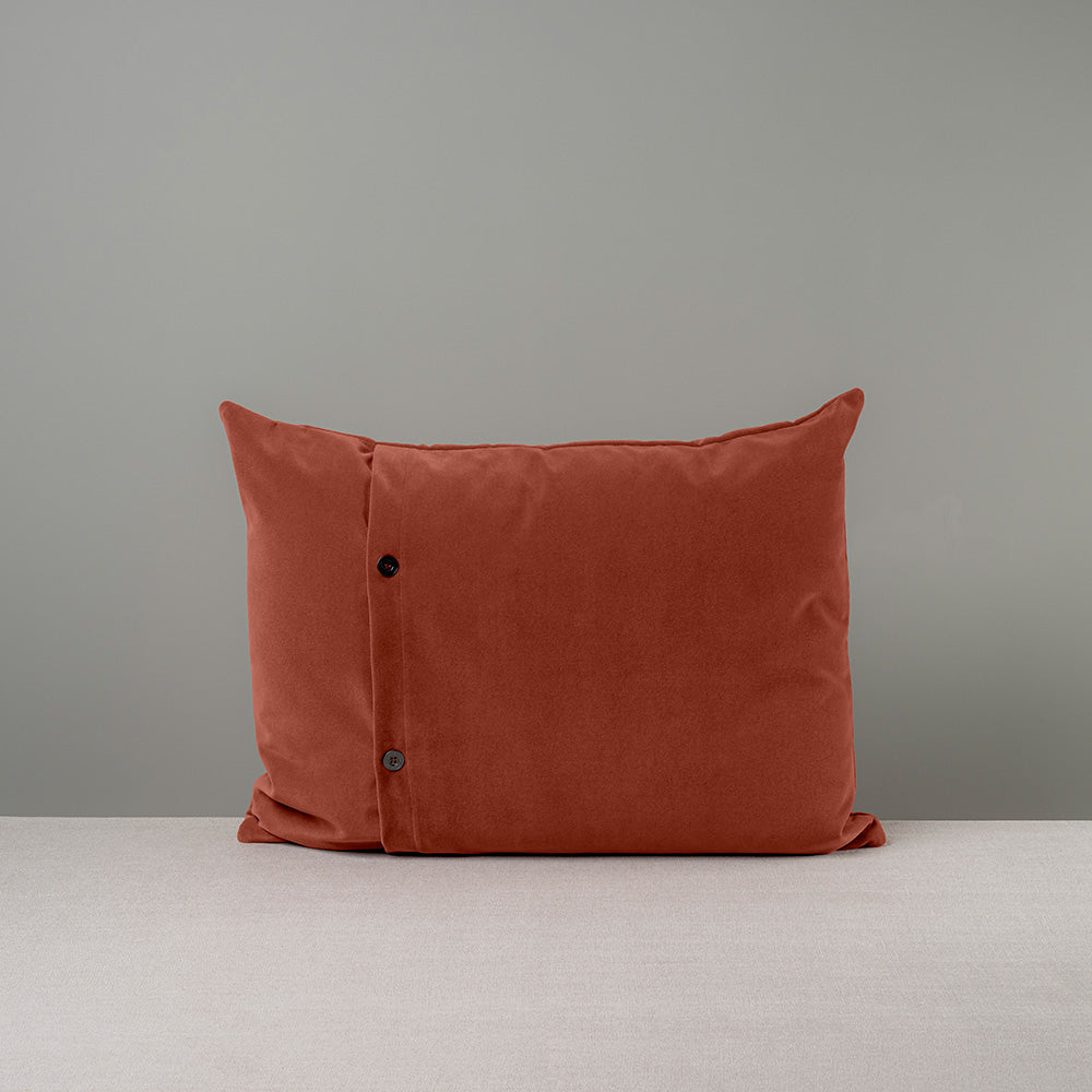 Back Side of Medium Rectangle Lollop Cushion in Red(Sienna) Velvet With 2 Buttons - NiX