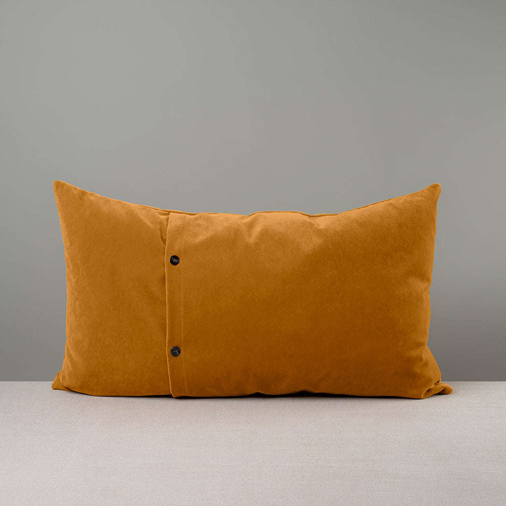 Back Side of Rectangle Lollop Cushion in Orange(Spice) Velvet With 2 Buttons