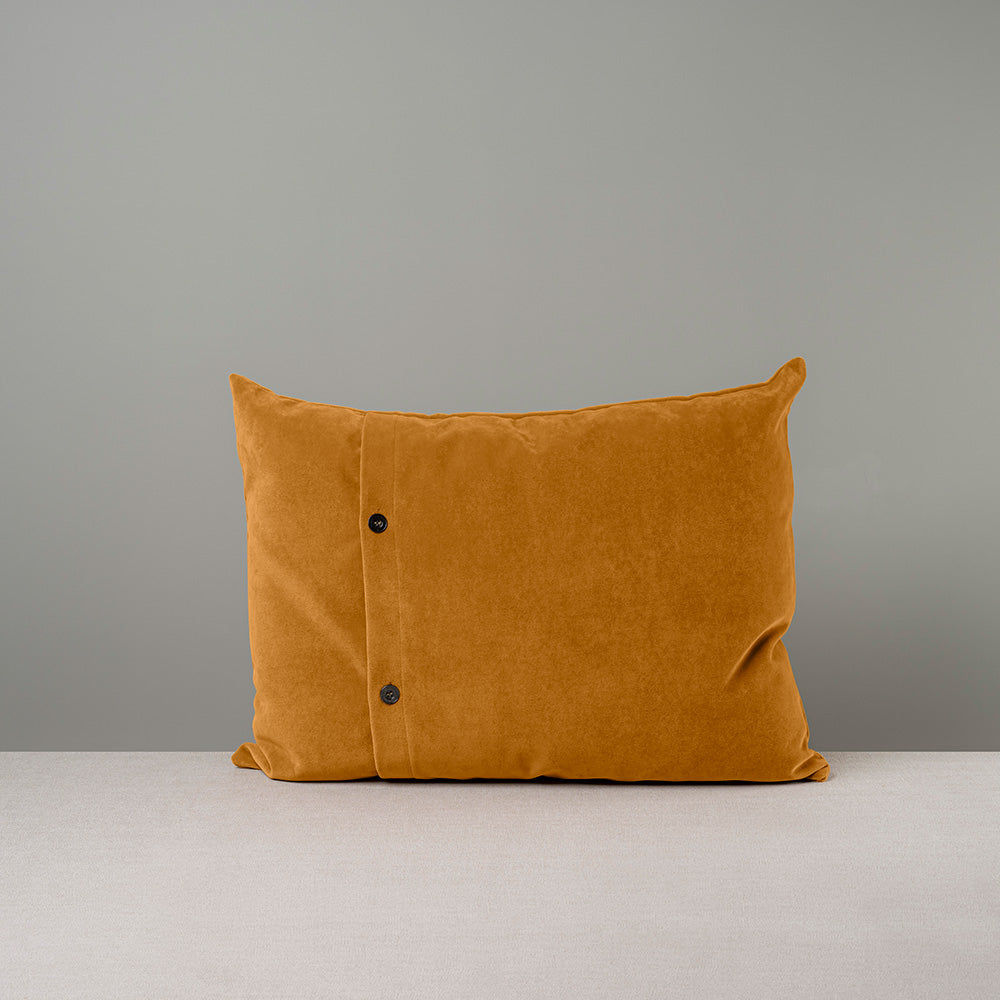 Back Side of Medium Rectangle Lollop Cushion in Orange(Spice) Velvet With 2 Buttons
