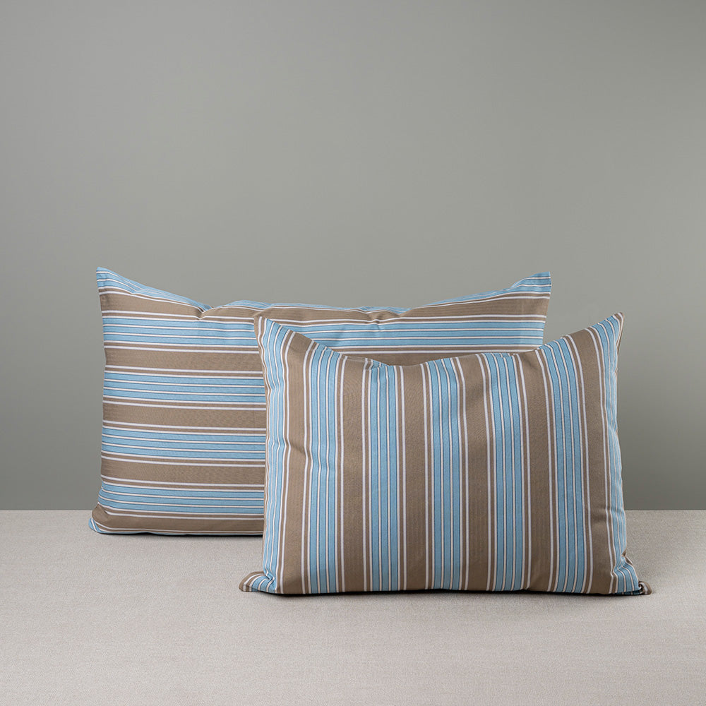 2 Large & Medium Rectangle Lollop Cushion in Regatta Cotton, Blue - NiX