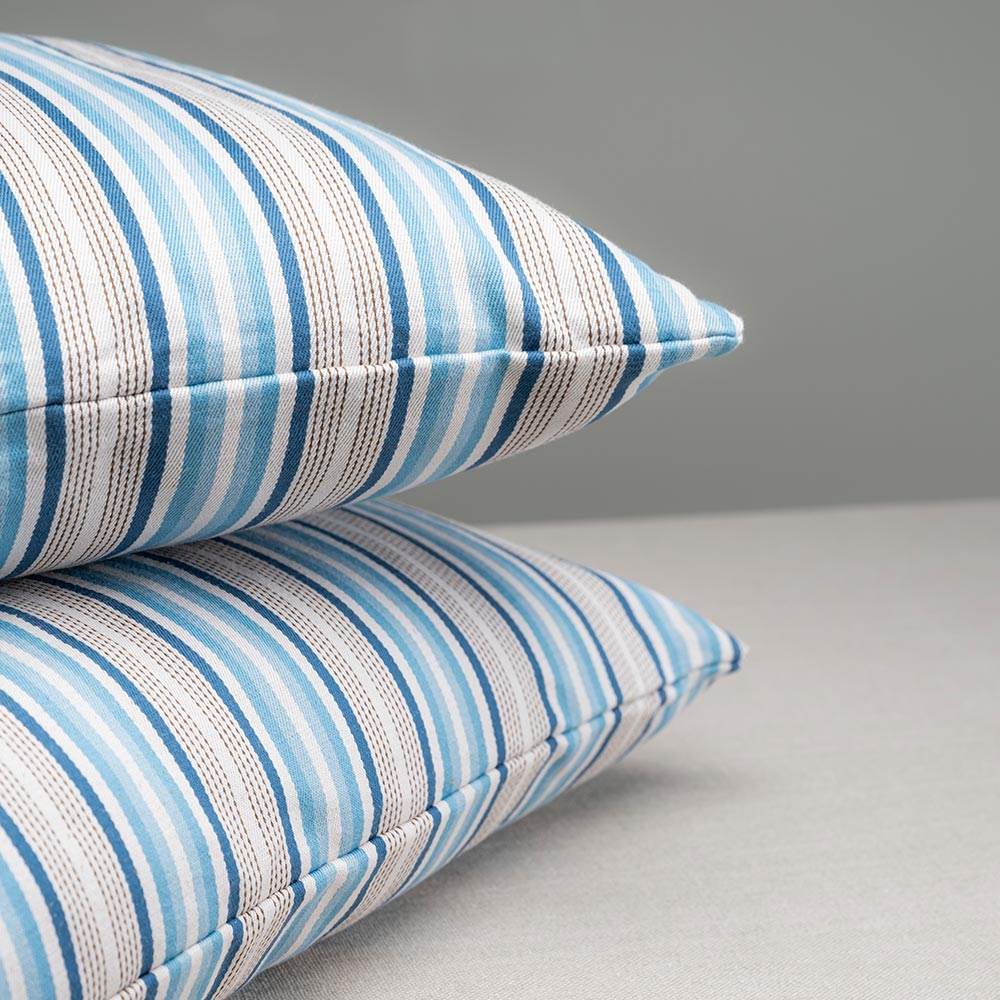 Rectangle Lollop Cushion in Slow Lane Cotton Linen, Blue
