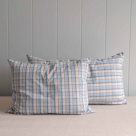 Rectangle Lollop Cushion in Square Deal Cotton, Blue Brown