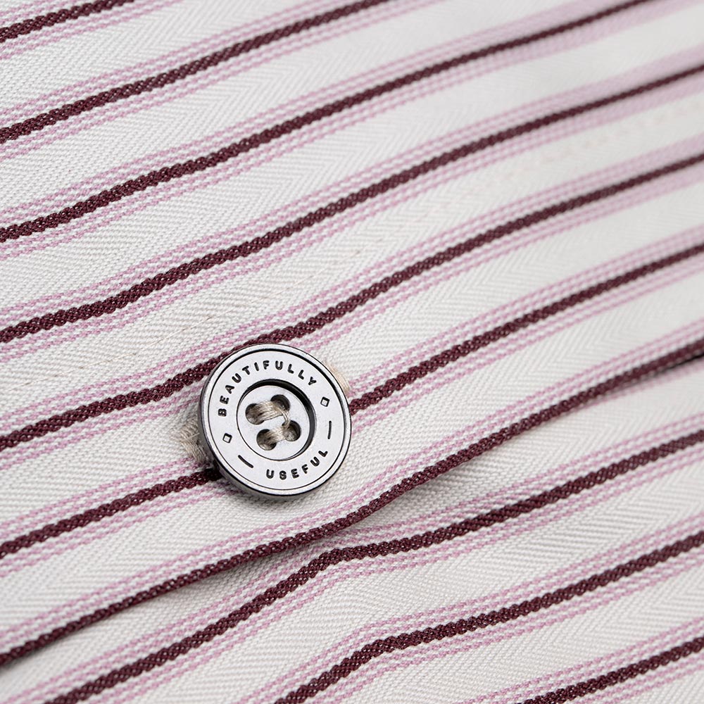 Rectangle Lollop Cushion in Berry Red Ticking Cotton - Nicola Harding