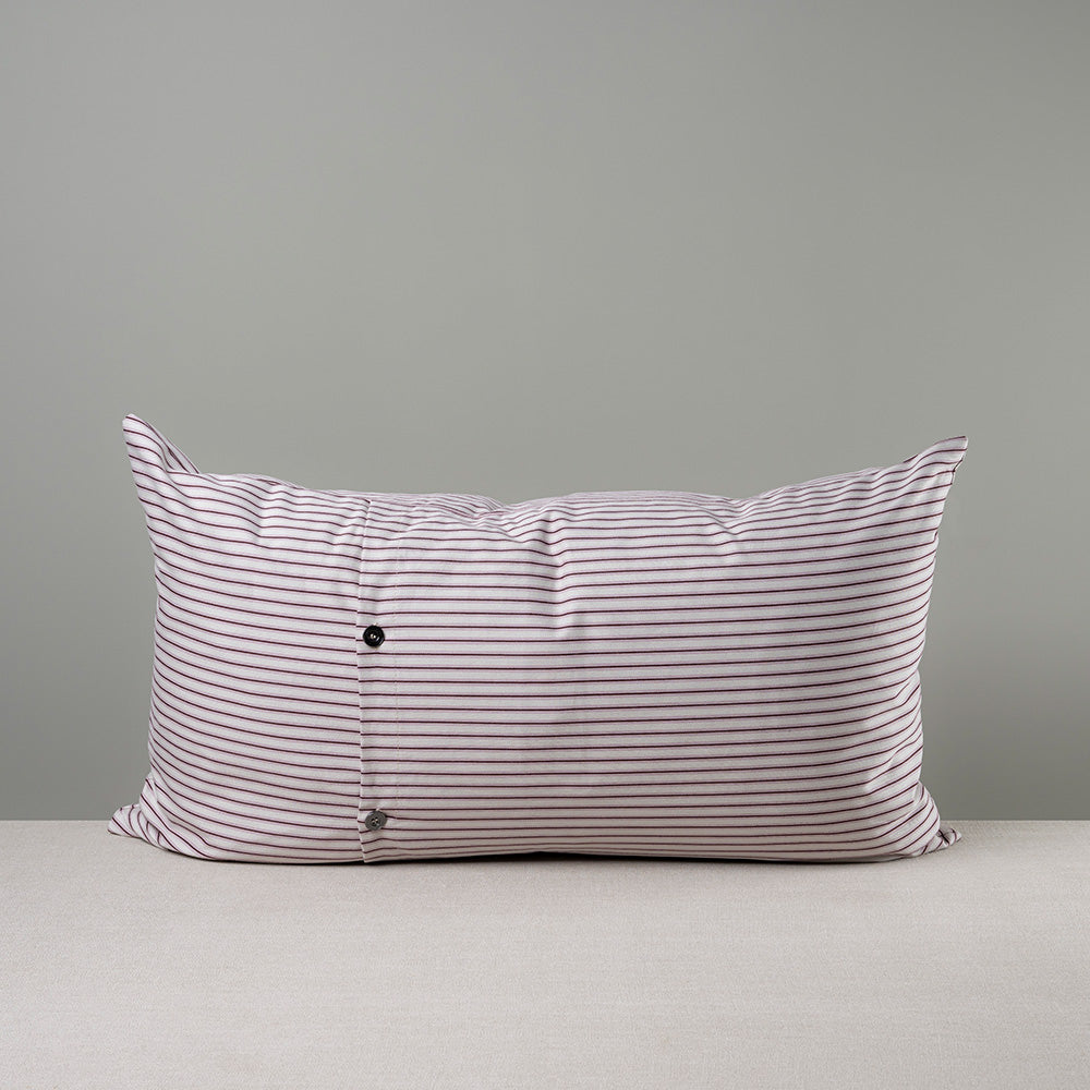 Rectangle Lollop Cushion in Ticking Cotton, Berry