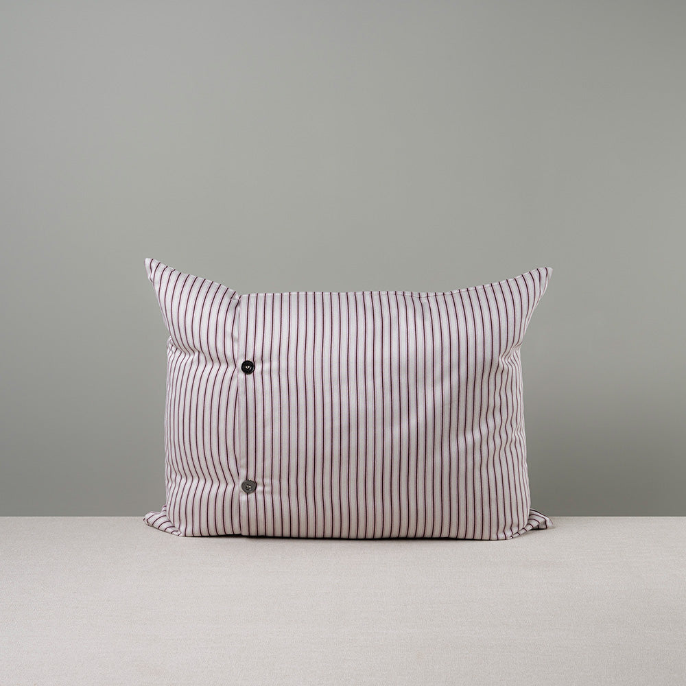 Rectangle Lollop Cushion in Berry Red Ticking Cotton - Nicola Harding