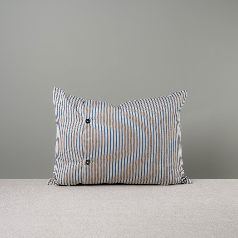 Rectangle Lollop Cushion in Blue Brown Ticking Cotton - Nicola Harding