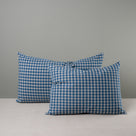2 Rectangle Lollop Cushion in Well Plaid Cotton, Blue Brown - NiX By Nicola Harding & Co.