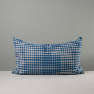 Front Side of Rectangle Lollop Cushion in Well Plaid Cotton, Blue Brown - NiX