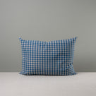 Front Side of Medium Rectangle Lollop Cushion in Well Plaid Cotton, Blue Brown - NiX