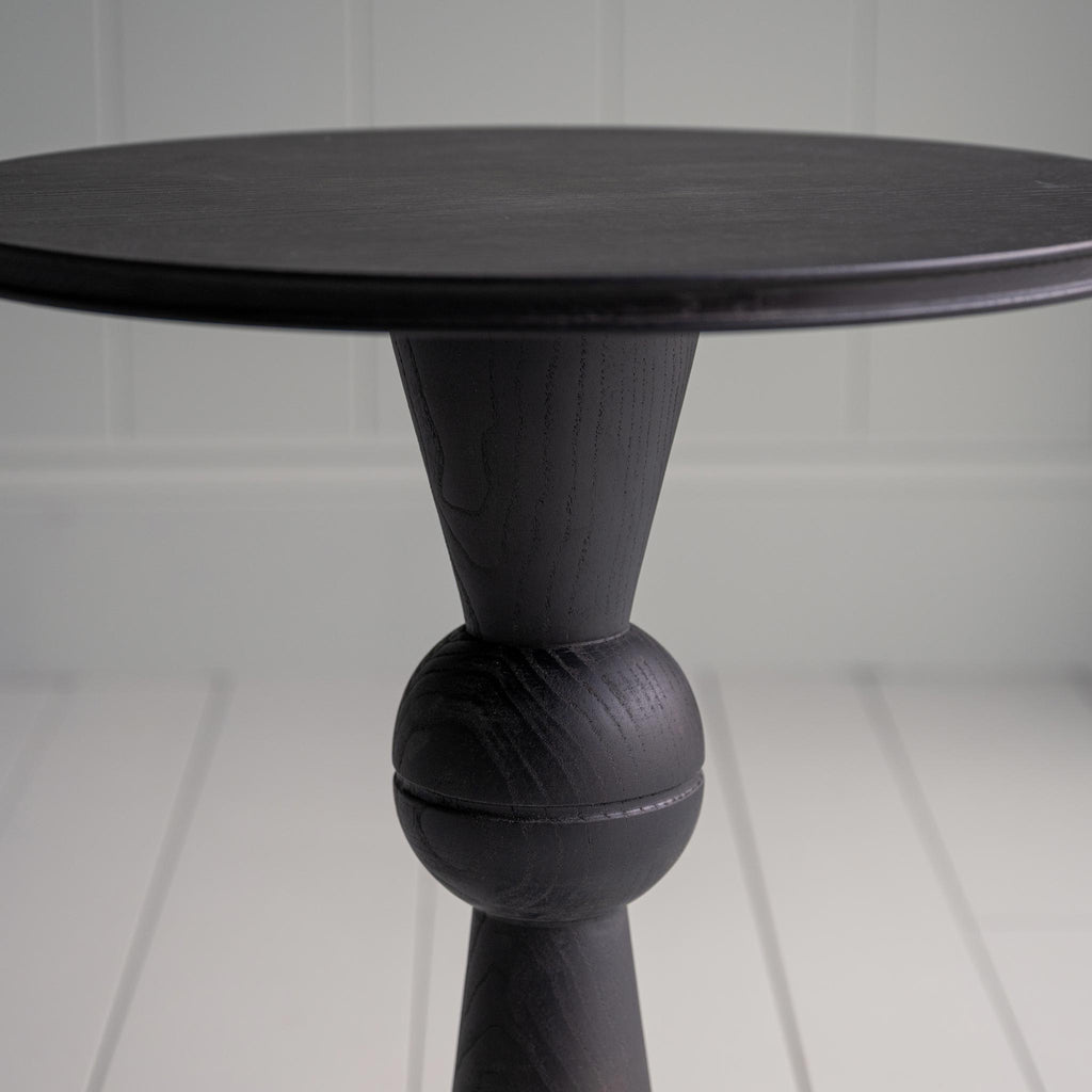 Anecdote Pedestal Table, Coal Black Closeup - Nicola Harding