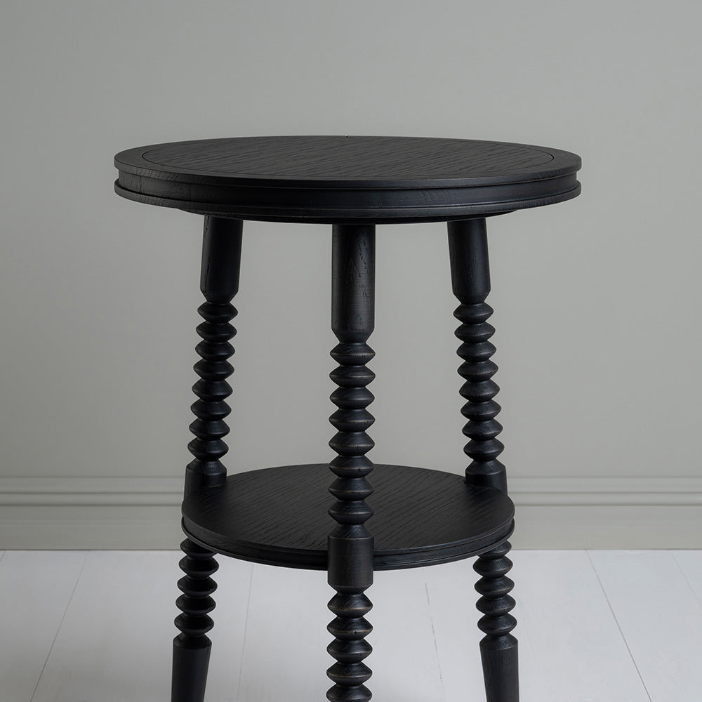 Spindle Side Table, Carbon Black, Closeup - NiX Furniture