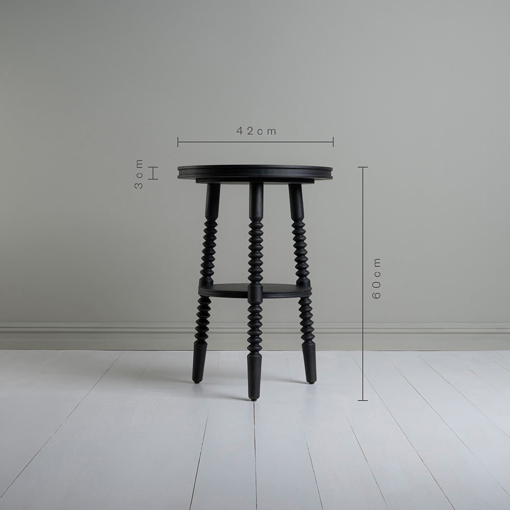 Dimensions of Spindle Side Table, Carbon Black, Height 60cm, Width 42cm and thickness is 3cm - By NiX Furniture