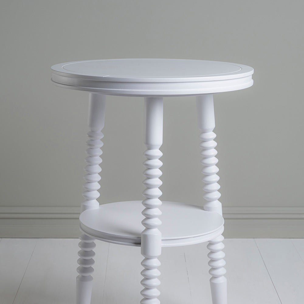 Spindle Side Table, Soft White 