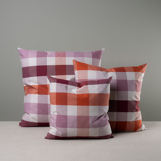 Square Kip Cushion in Checkmate Cotton, Berry