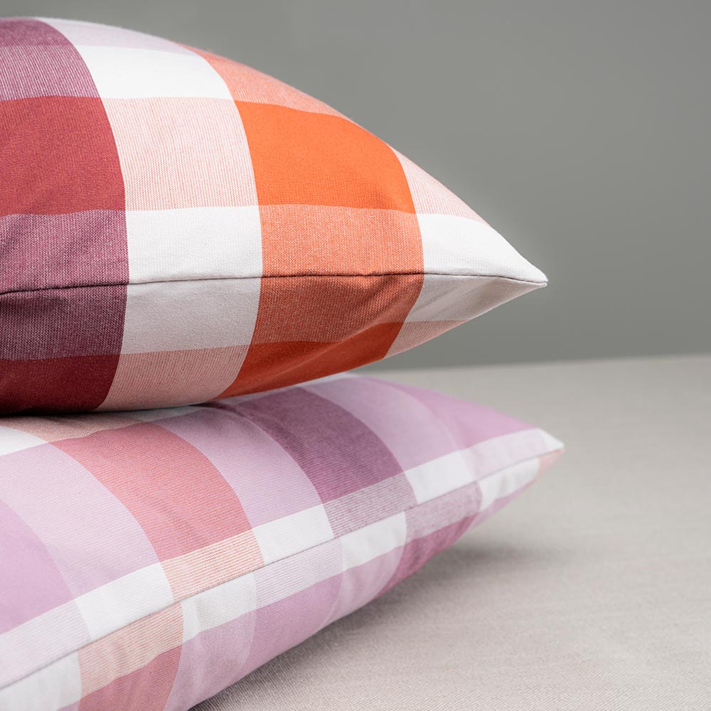 Square Kip Cushion in Checkmate Cotton, Berry