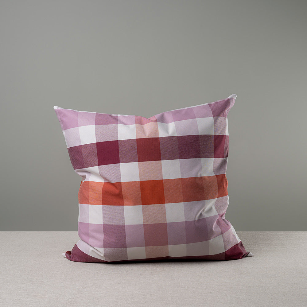  Square Kip Cushion in Checkmate Cotton, Berry 