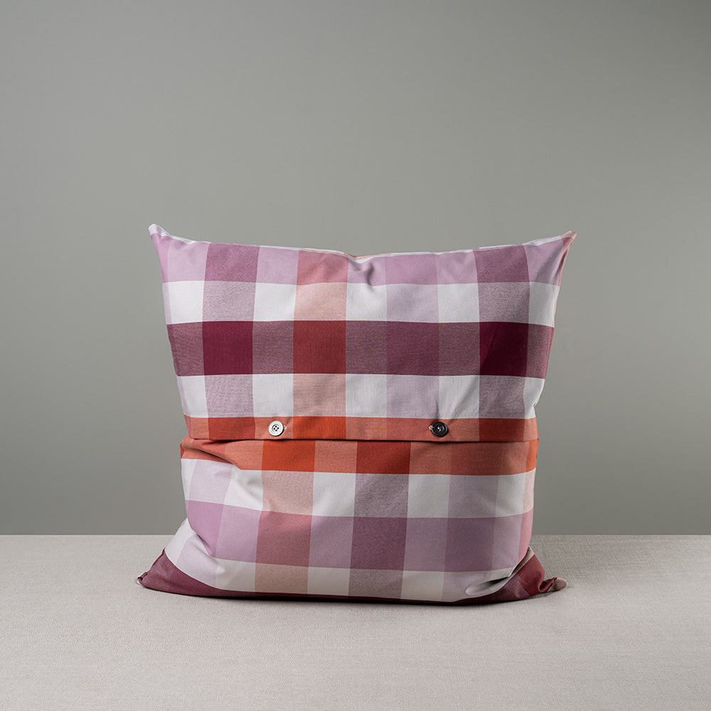 Square Kip Cushion in Checkmate Cotton, Berry