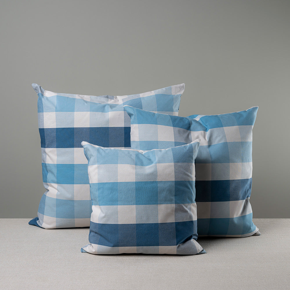3 Different Sizes of Square Cushions in Cotton, Blue - NiX By Nicola Harding & Co.