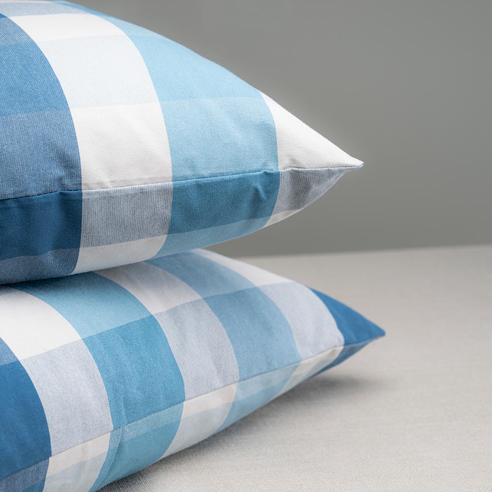 Square Kip Cushion in Checkmate Cotton, Blue