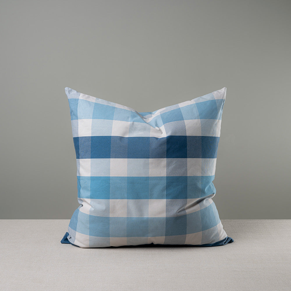  Square Kip Cushion in Checkmate Cotton, Blue 