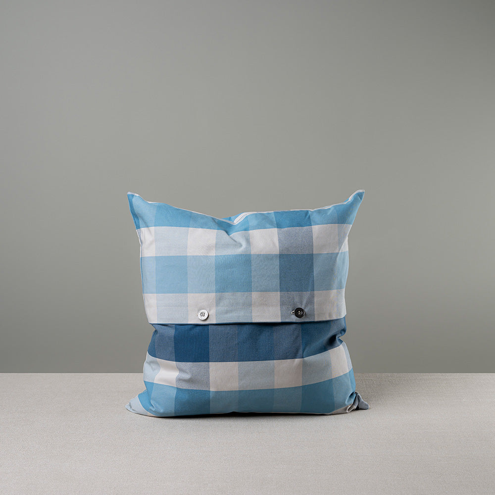 Square Kip Cushion in Checkmate Cotton, Blue