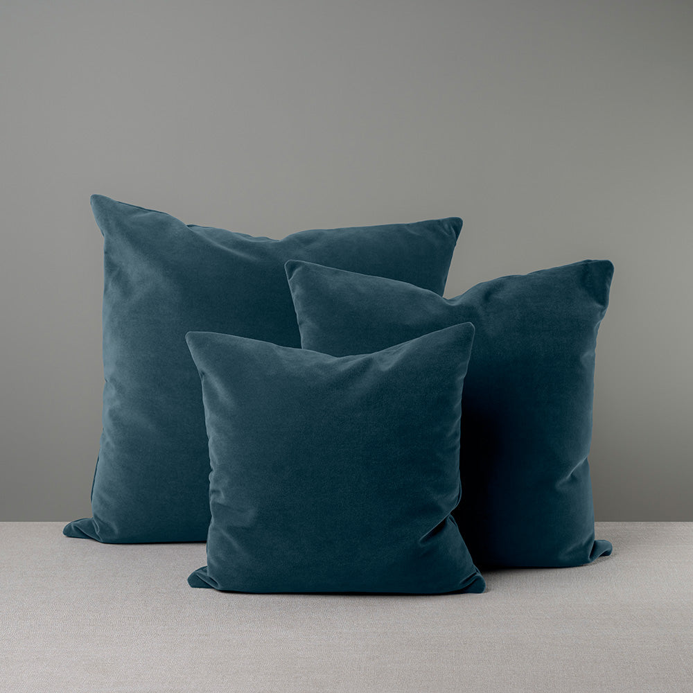 3 Different Sizes of Square Cushions in
Blue (Aegean) Velvet - NiX By Nicola Harding & Co.