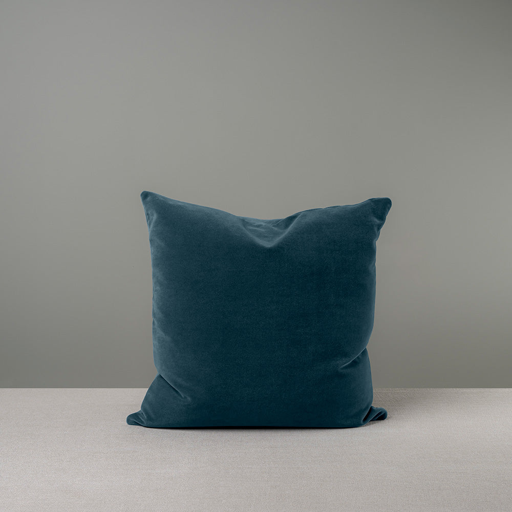 Front Side of Large Square Cushion in Blue (Aegean) Velvet - By NiX