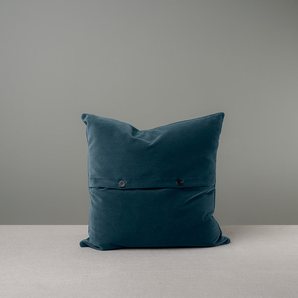 Back Side of Large Square Cushion in Blue (Aegean) Velvet With 2 Buttons - NiX