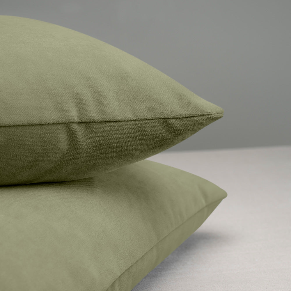 Square Kip Cushion in Intelligent Velvet, Green Tea