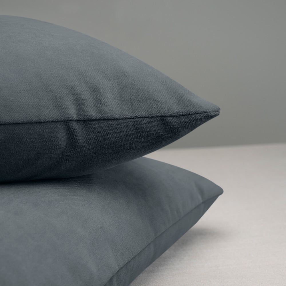 2 Grey Velvet Square Cushion on Top of Each Other - NiX