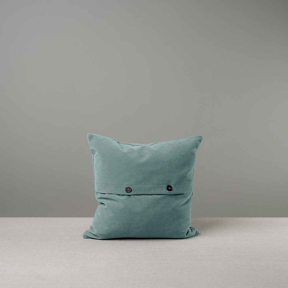 Back Side of Medium Square Cushion in Blue(Mineral) Velvet, With 2 Buttons - By NiX