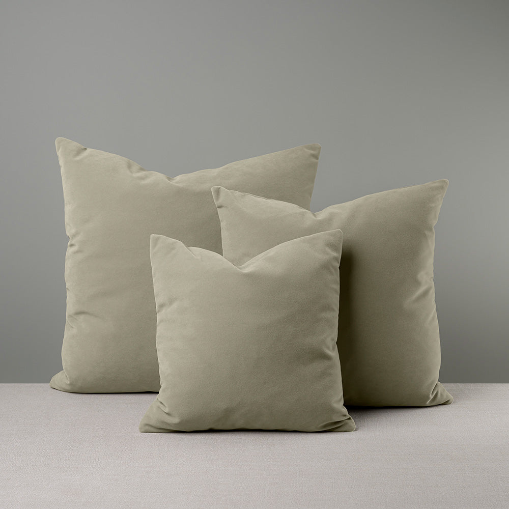 3 Different Sizes of Square Cushion in Moonstone Velvet - NiX By Nicola Harding & Co.