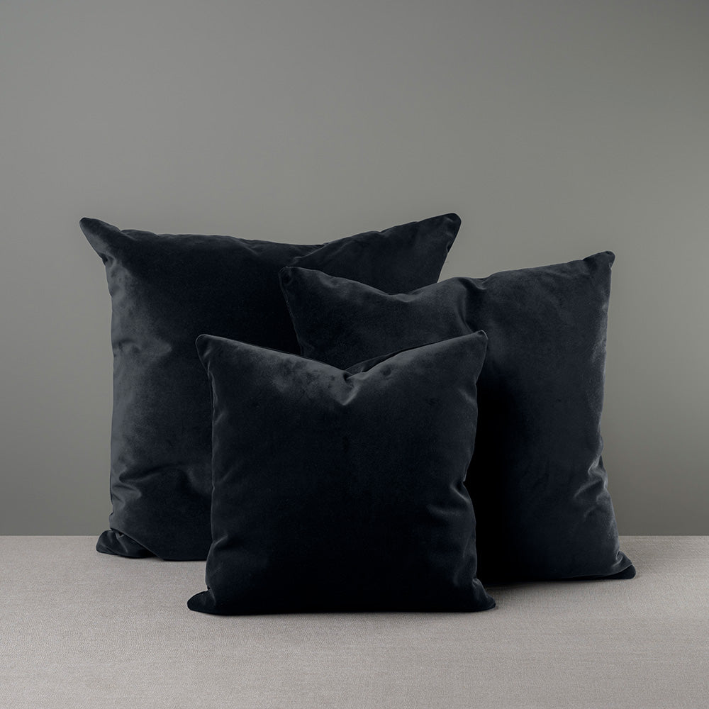 3 Different Sizes of Square Cushion in Black Velvet - NiX By Nicola Harding & Co.
