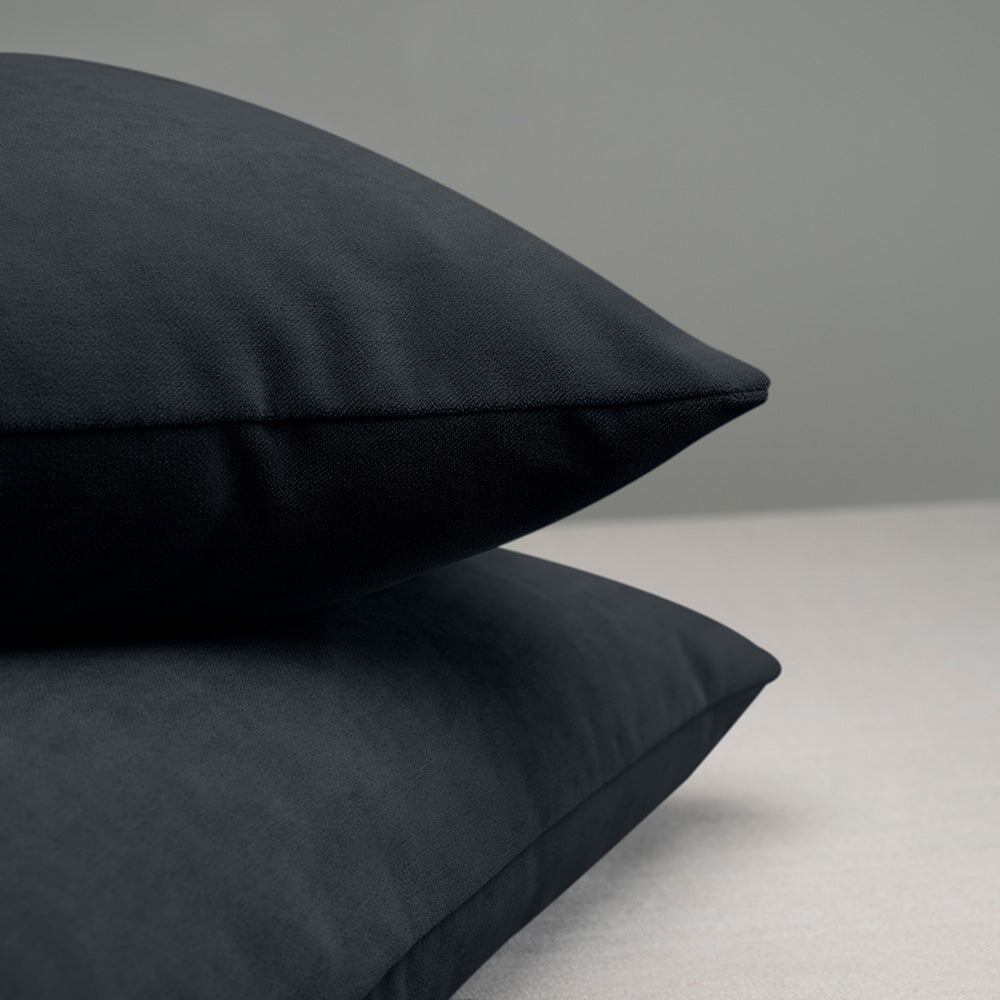 Square Kip Cushion in Intelligent Velvet, Black Onyx