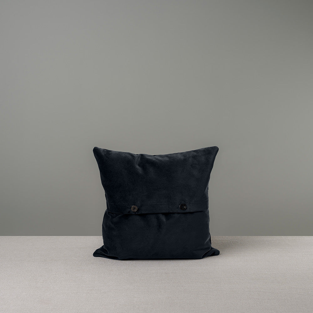 Back Side of Medium Square Cushion in Black Velvet With 2 Buttons - By NiX Studio
