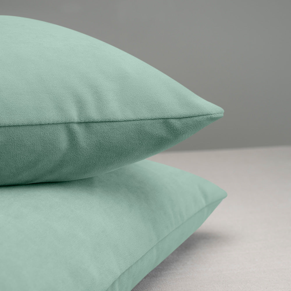 Square Kip Cushion in Intelligent Velvet, Sea Mist