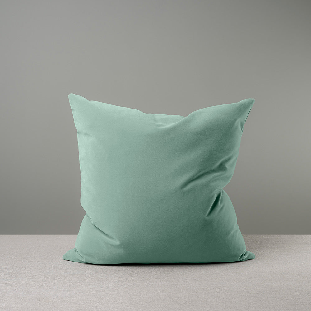 Square Kip Cushion in Intelligent Velvet, Sea Mist