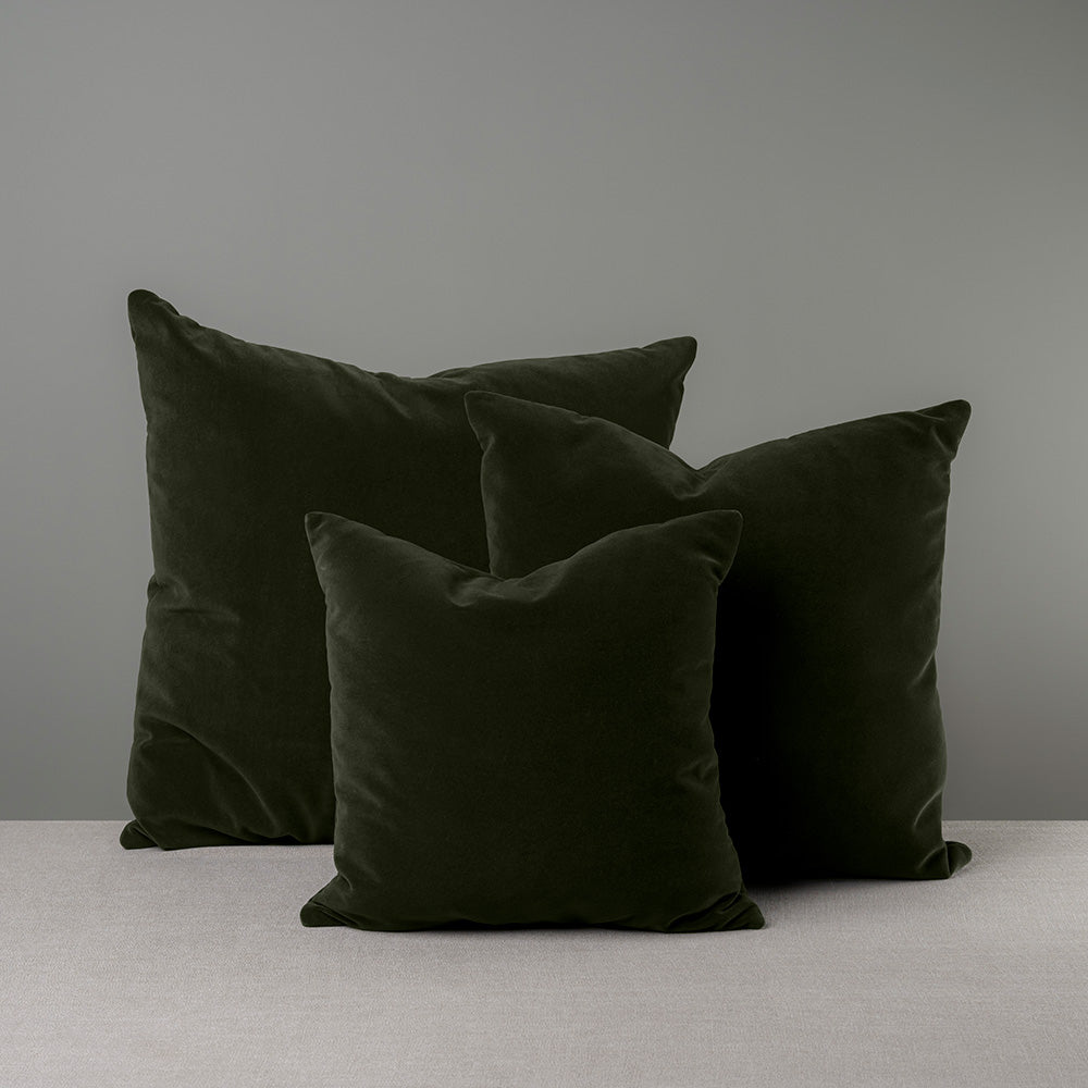 3 Different Sizes of Square Cushion in
Dark Green(Seaweed) Velvet - Nicola Harding & Co.